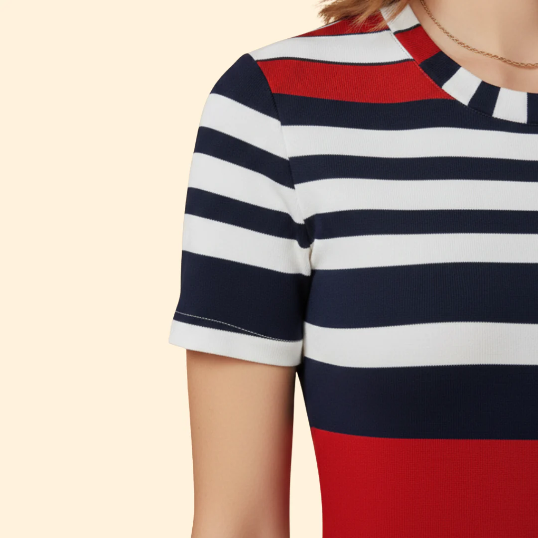 Women's Short Sleeve Striped Dress - Image 6