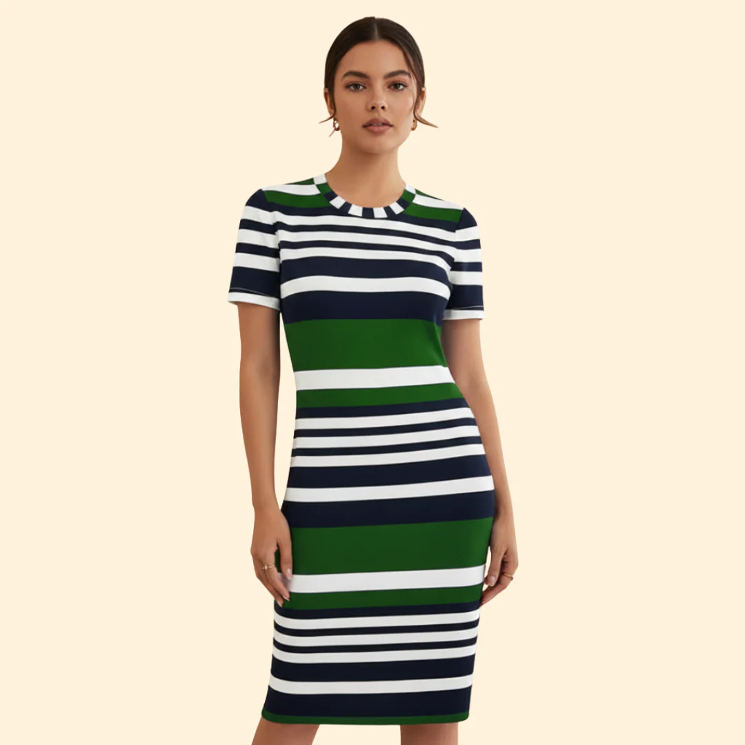 Women's Short Sleeve Striped Dress - Image 8