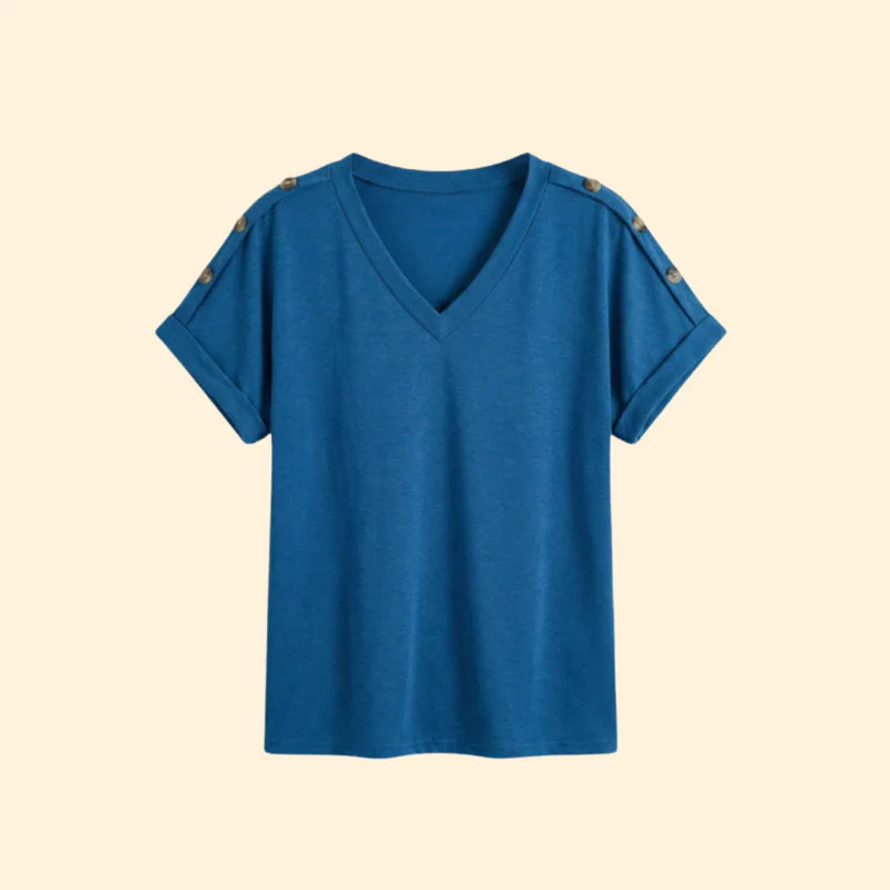Women’s Short Sleeve T-Shirt with Button Closure