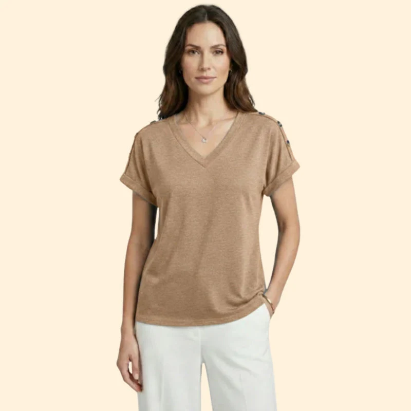 Women’s Short Sleeve T-Shirt with Button Closure - Image 10
