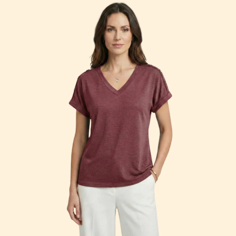 Women’s Short Sleeve T-Shirt with Button Closure - Image 11