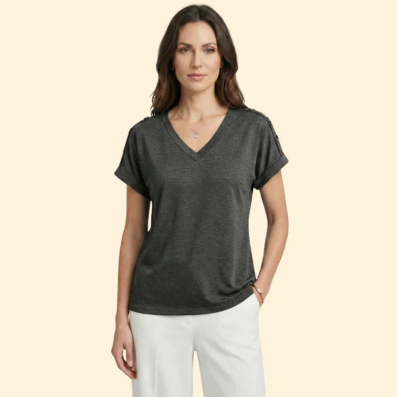 Women’s Short Sleeve T-Shirt with Button Closure - Image 12