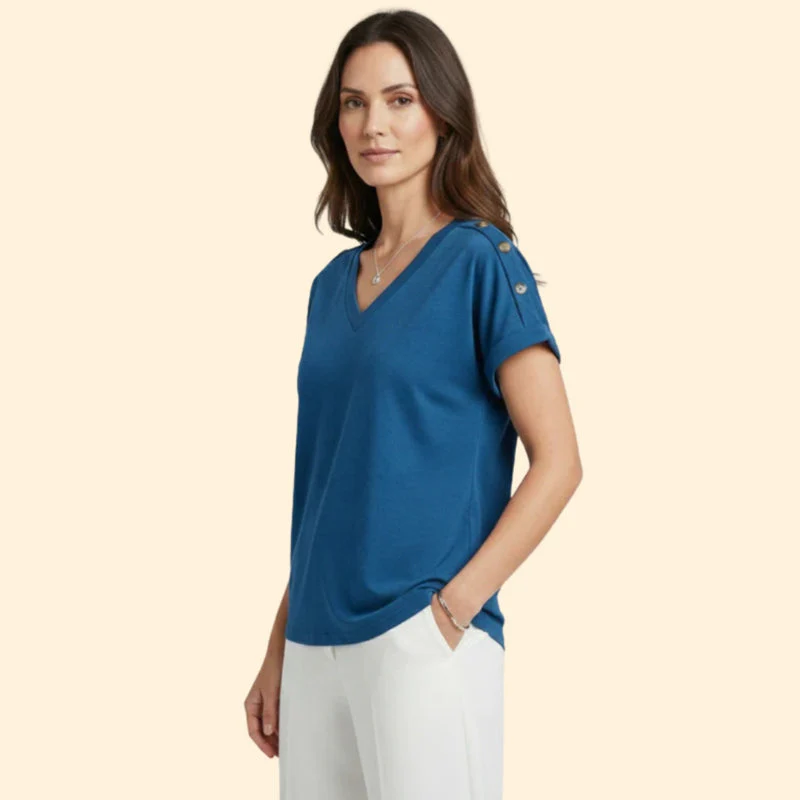 Women’s Short Sleeve T-Shirt with Button Closure - Image 3