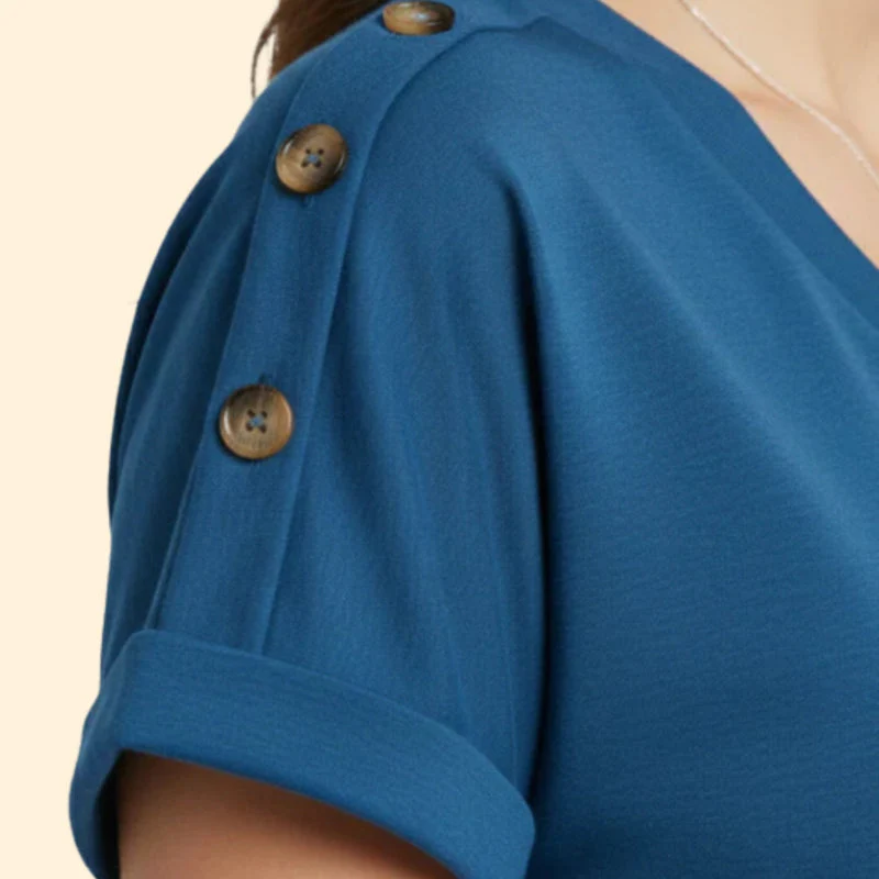 Women’s Short Sleeve T-Shirt with Button Closure - Image 5