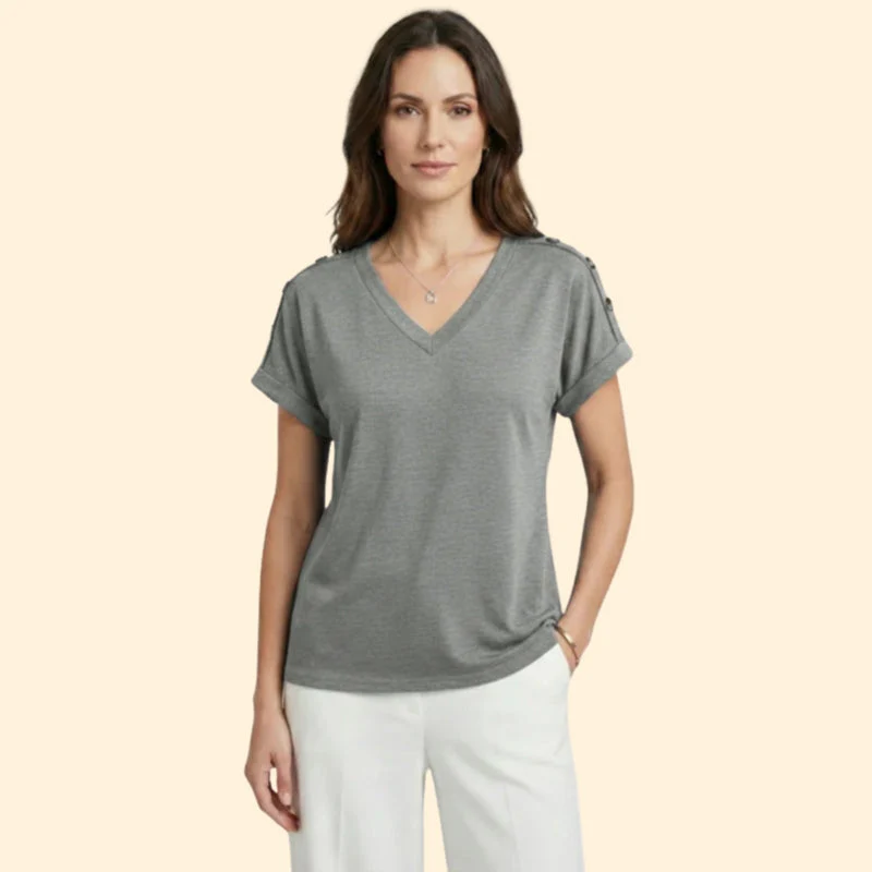 Women’s Short Sleeve T-Shirt with Button Closure - Image 6