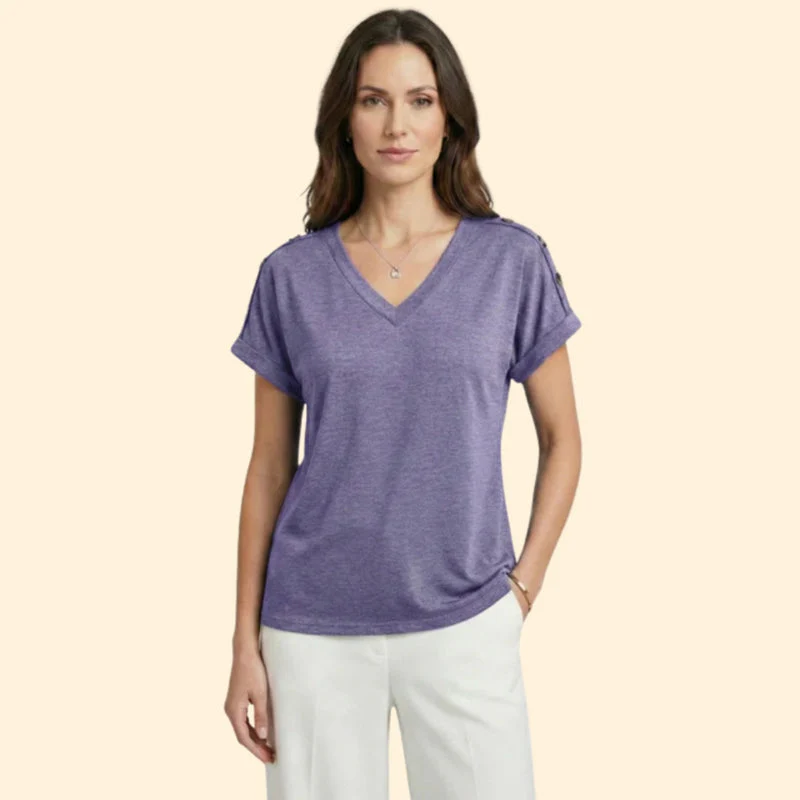 Women’s Short Sleeve T-Shirt with Button Closure - Image 8