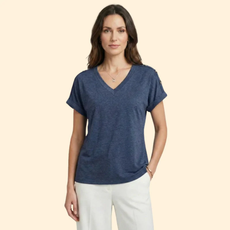 Women’s Short Sleeve T-Shirt with Button Closure - Image 9