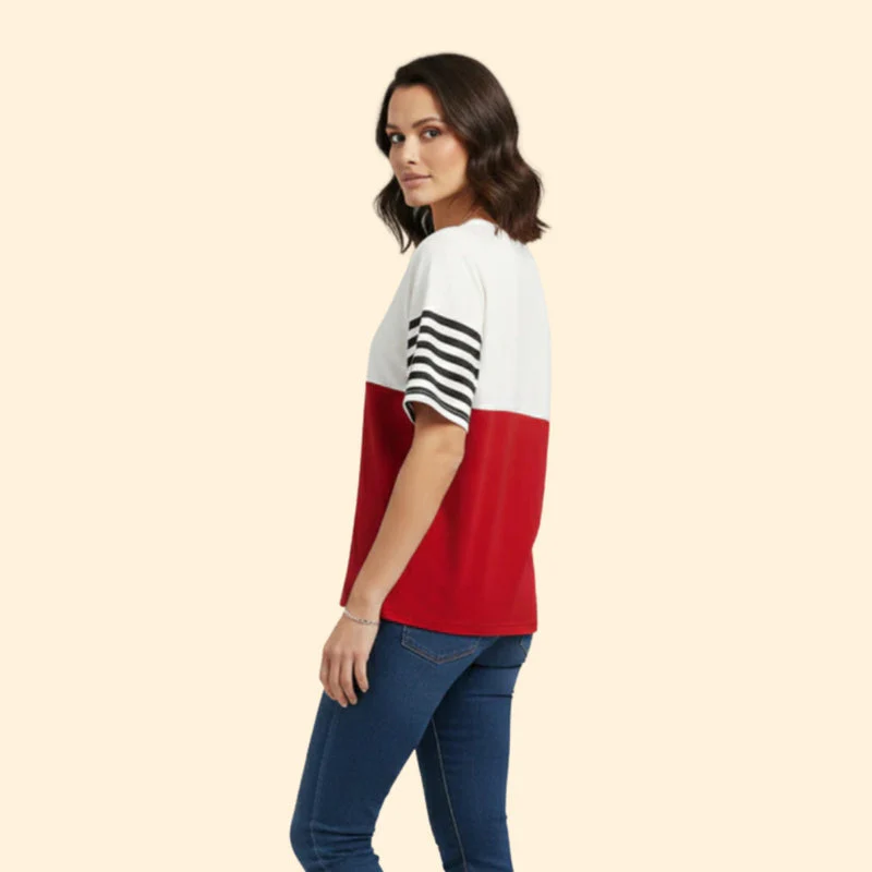 Women’s Short Sleeve T-Shirt with Contrast Color - Image 4