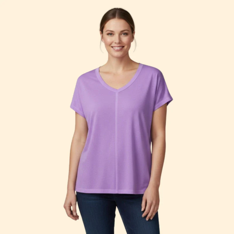 Women’s Short Sleeve T-Shirt with V-Neck - Image 2