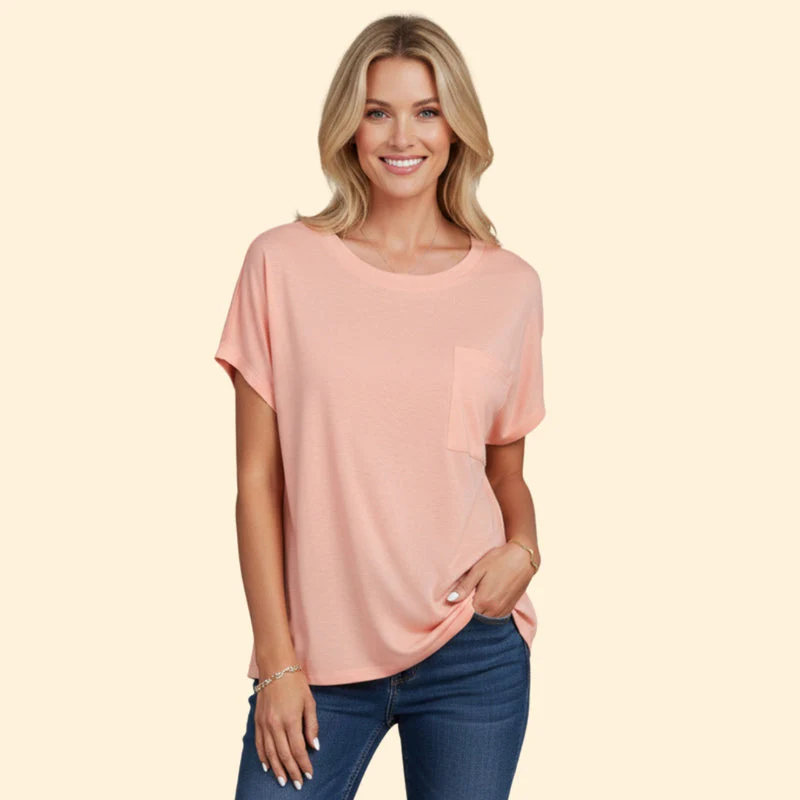 Women’s Short Sleeve Tee with Front Pocket - Image 2