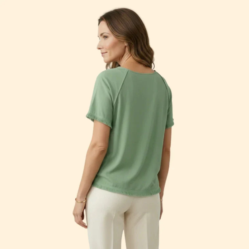 Women’s Short Sleeve Tee with Raw Edges - Image 4