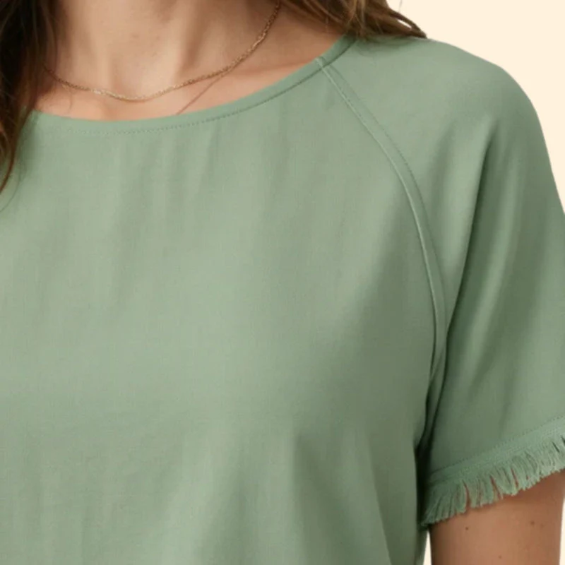 Women’s Short Sleeve Tee with Raw Edges - Image 5