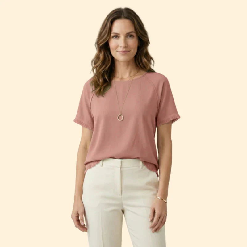 Women’s Short Sleeve Tee with Raw Edges - Image 6