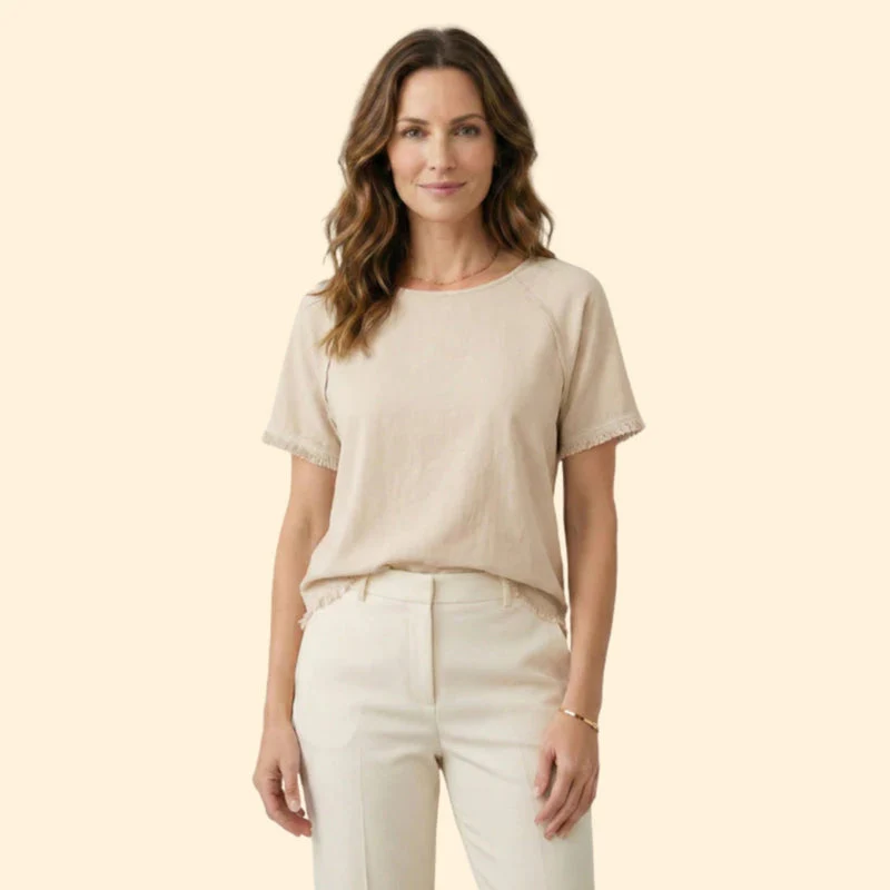 Women’s Short Sleeve Tee with Raw Edges - Image 7