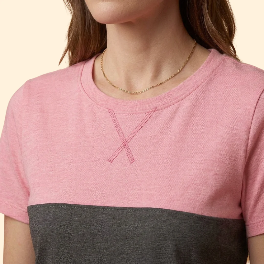 Women’s Short Sleeve Top with Modern Color Blocks - Image 5