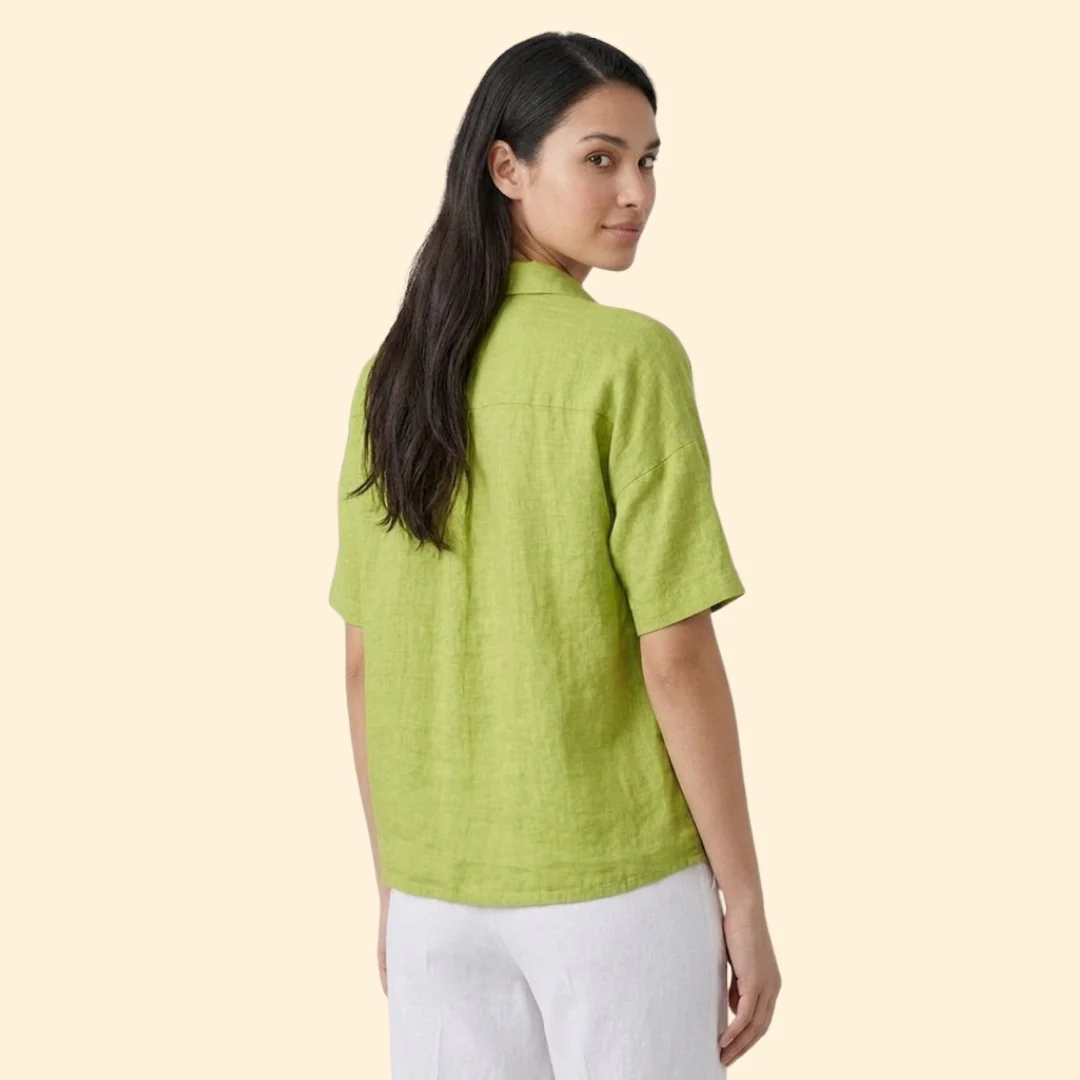Women’s Short Sleeve Top with Pointed Collar - Image 5