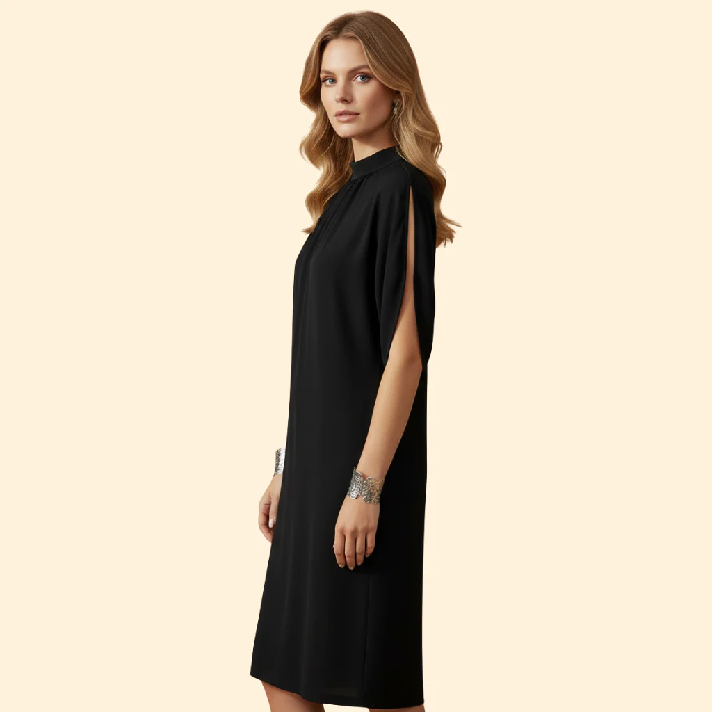 Women's Sleek Mock Neck Dress - Image 3