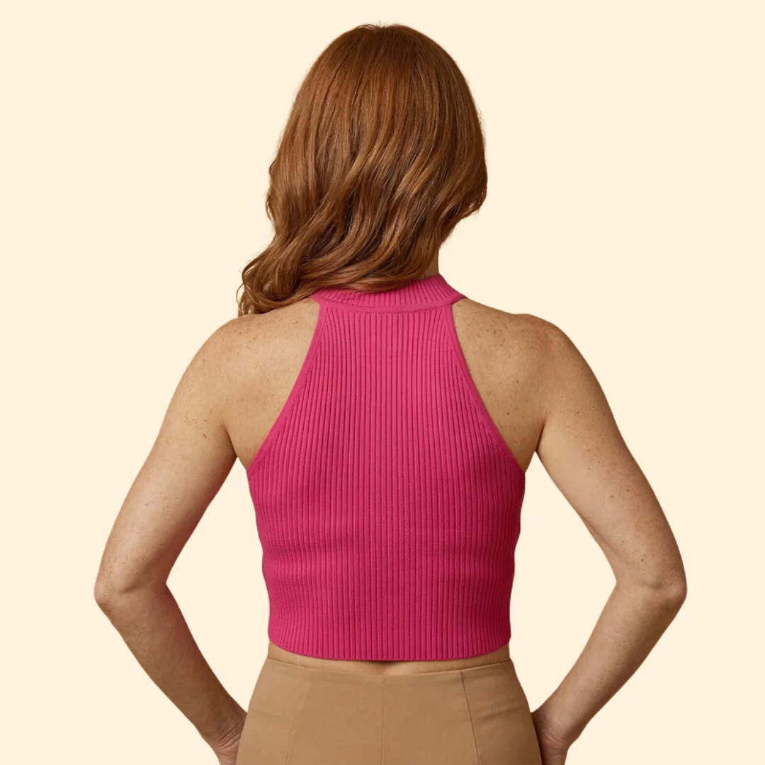 Women’s Sleeveless Crop Top with Ribbed Texture - Image 4