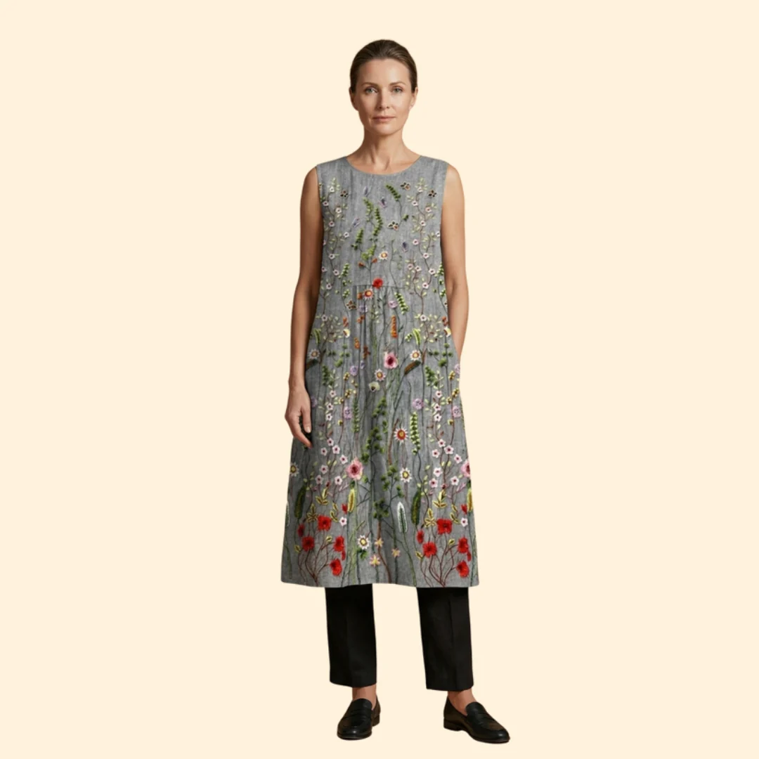 Women’s Sleeveless Dress with Embroidery - Image 2
