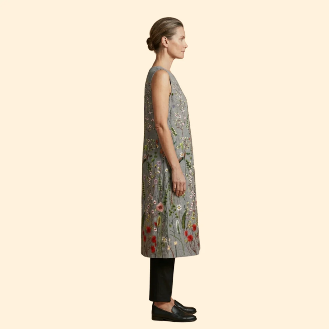 Women’s Sleeveless Dress with Embroidery - Image 3