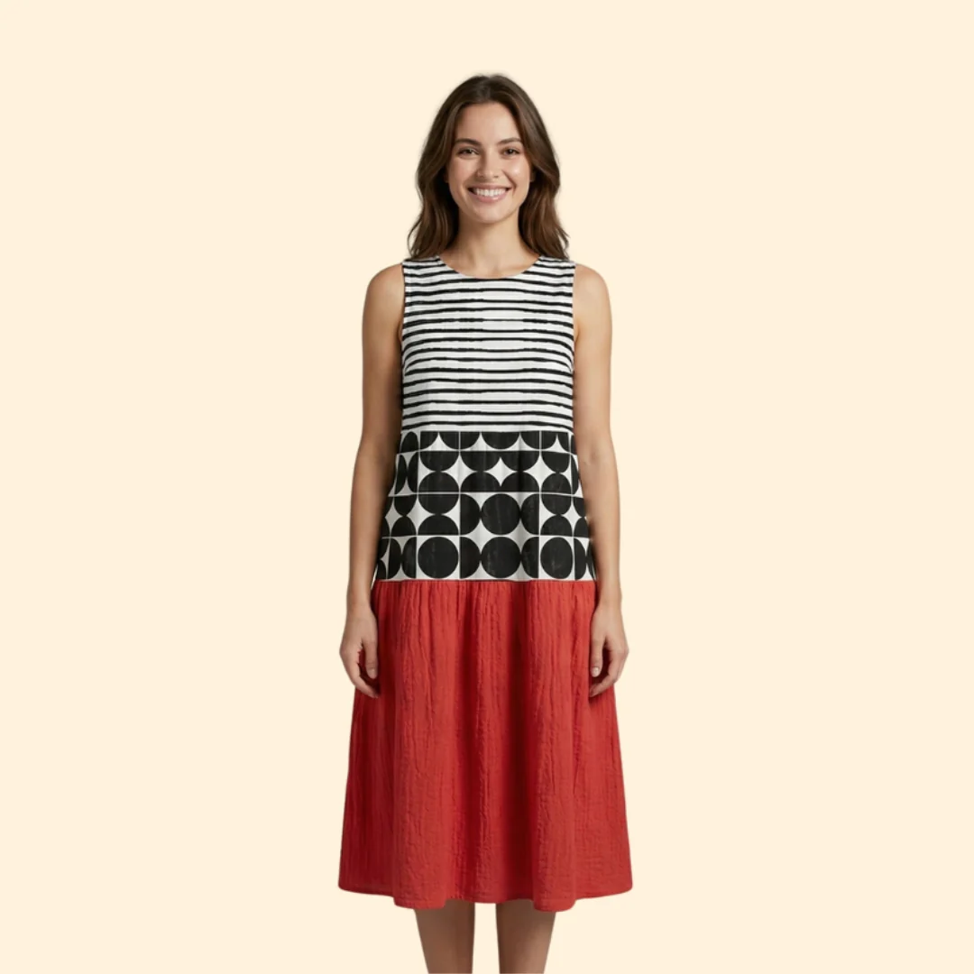Women’s Sleeveless Dress with Round Neckline - Image 2