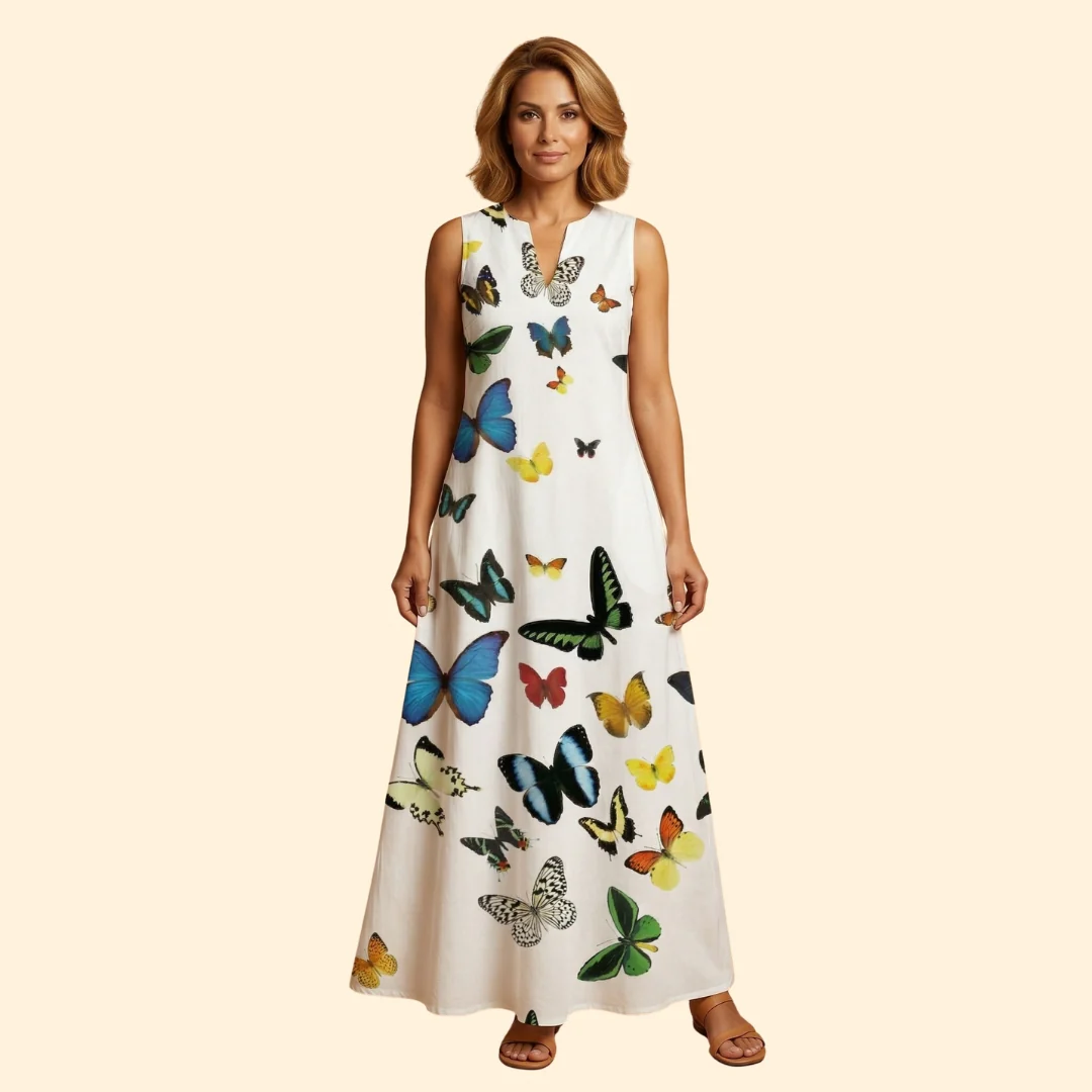 Women’s Sleeveless Gown with V-Neckline - Image 2