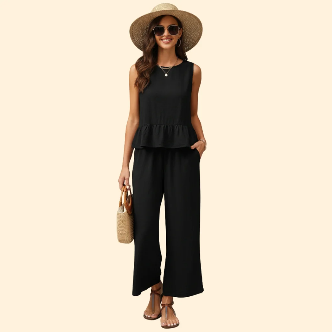 Women’s Sleeveless Jumpsuit Ruffled Hem - Image 2