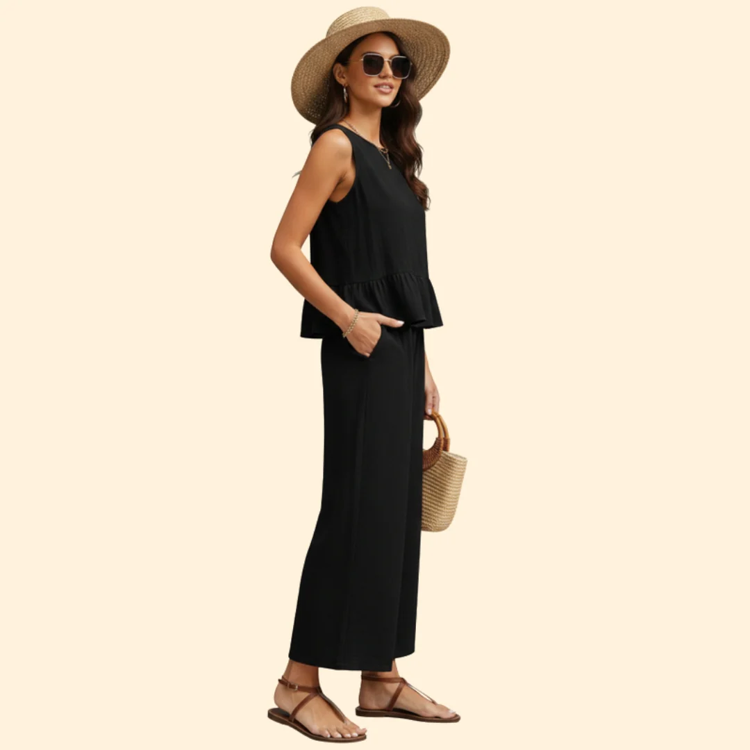 Women’s Sleeveless Jumpsuit Ruffled Hem - Image 3