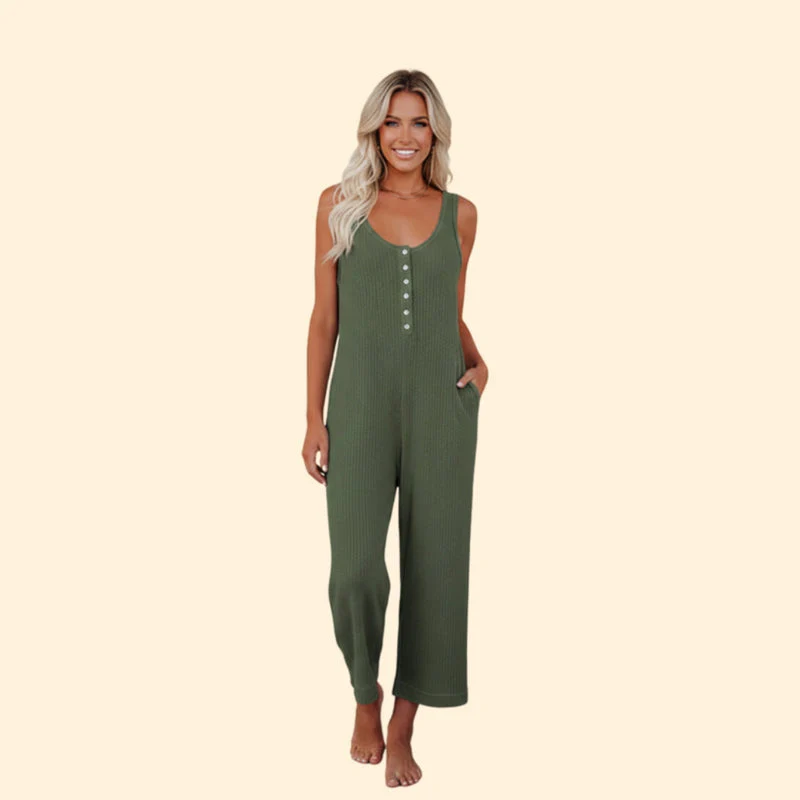 Women’s Sleeveless Jumpsuit with Button Placket - Image 6