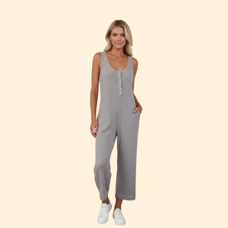 Women’s Sleeveless Jumpsuit with Button Placket - Image 7