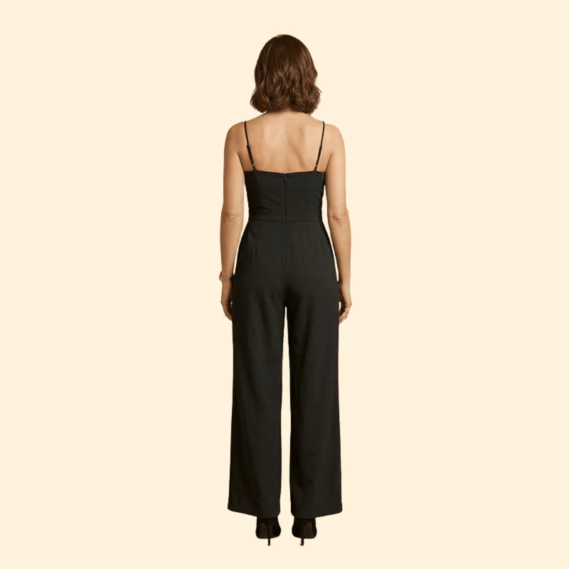 Women’s Sleeveless Jumpsuit with Flared Leg Pants - Image 5