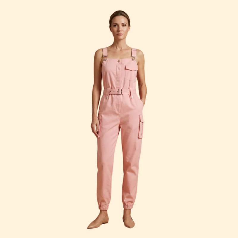 Women’s Sleeveless Jumpsuit with Side Pockets - Image 2