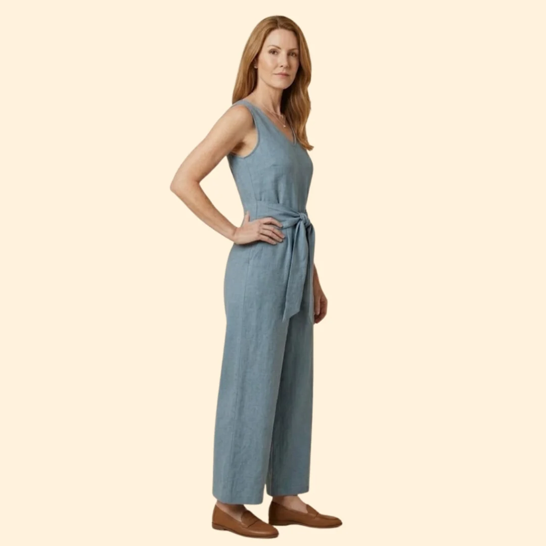 Women's Sleeveless Jumpsuit with Tied Waist - Image 4