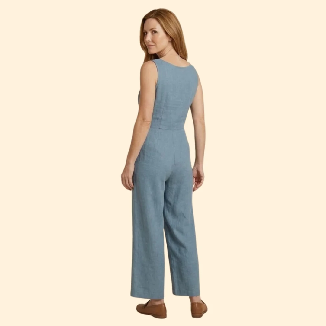 Women's Sleeveless Jumpsuit with Tied Waist - Image 5
