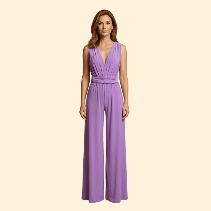 Women’s Sleeveless Jumpsuit with Wide Leg Pants - Image 2
