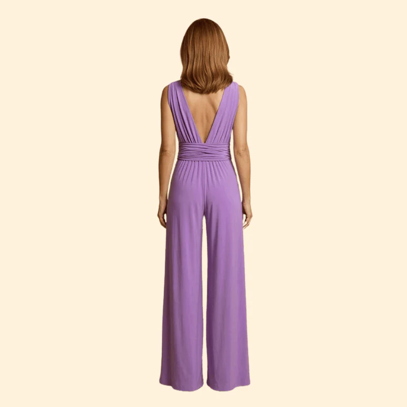 Women’s Sleeveless Jumpsuit with Wide Leg Pants - Image 4