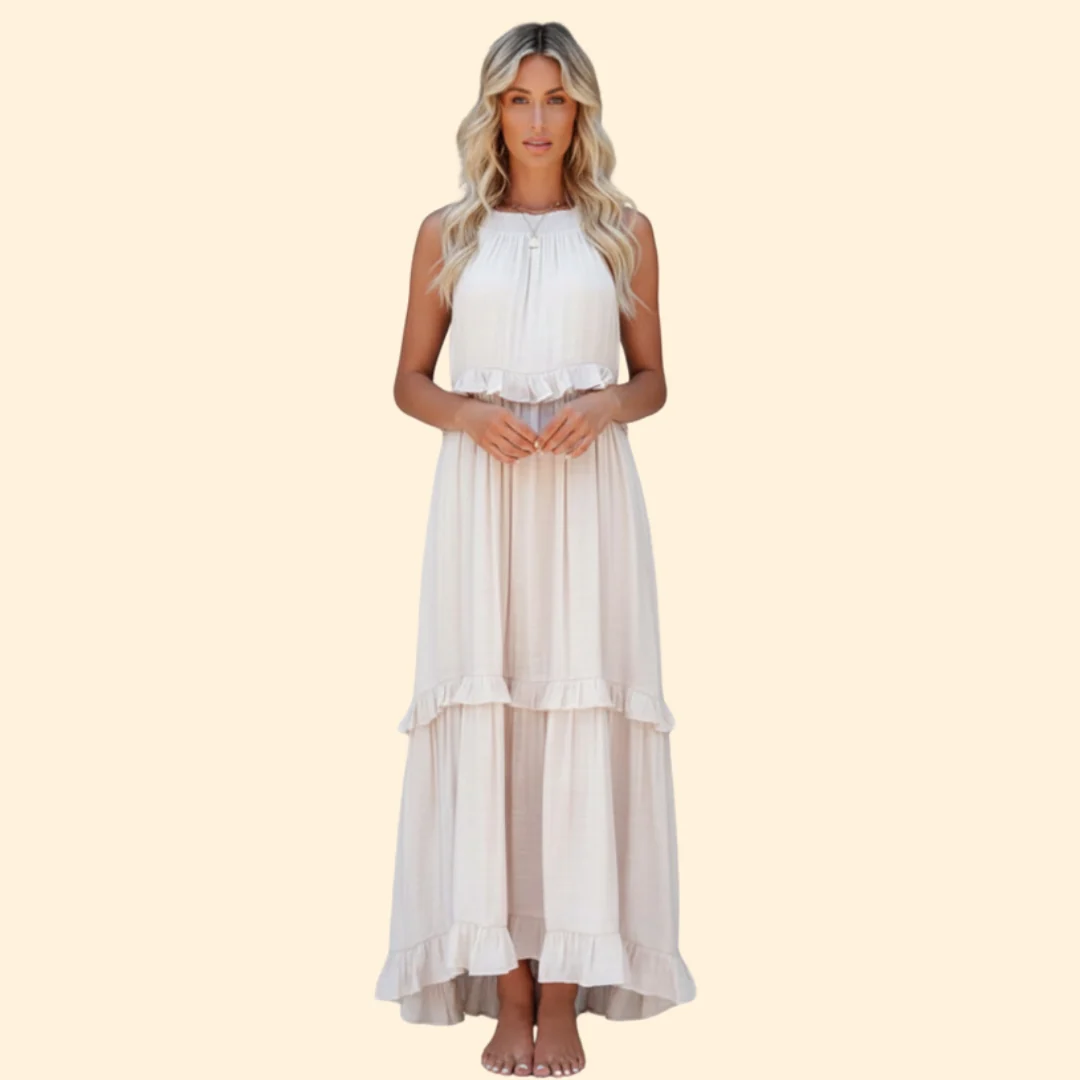 Women’s Sleeveless Maxi Dress Ruffles - Image 2