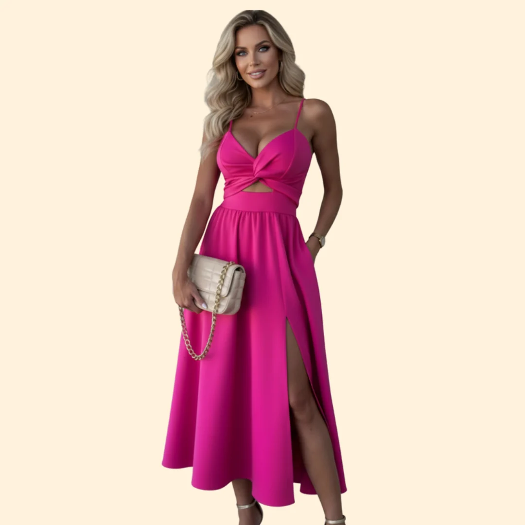 Women’s Sleeveless Midi Dress Front Slit - Image 2