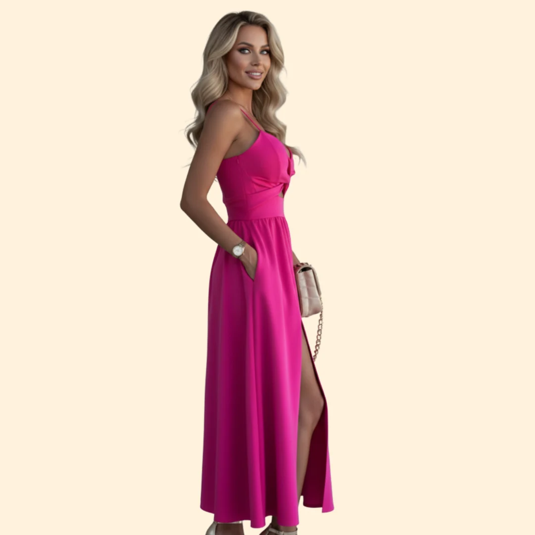 Women’s Sleeveless Midi Dress Front Slit - Image 3