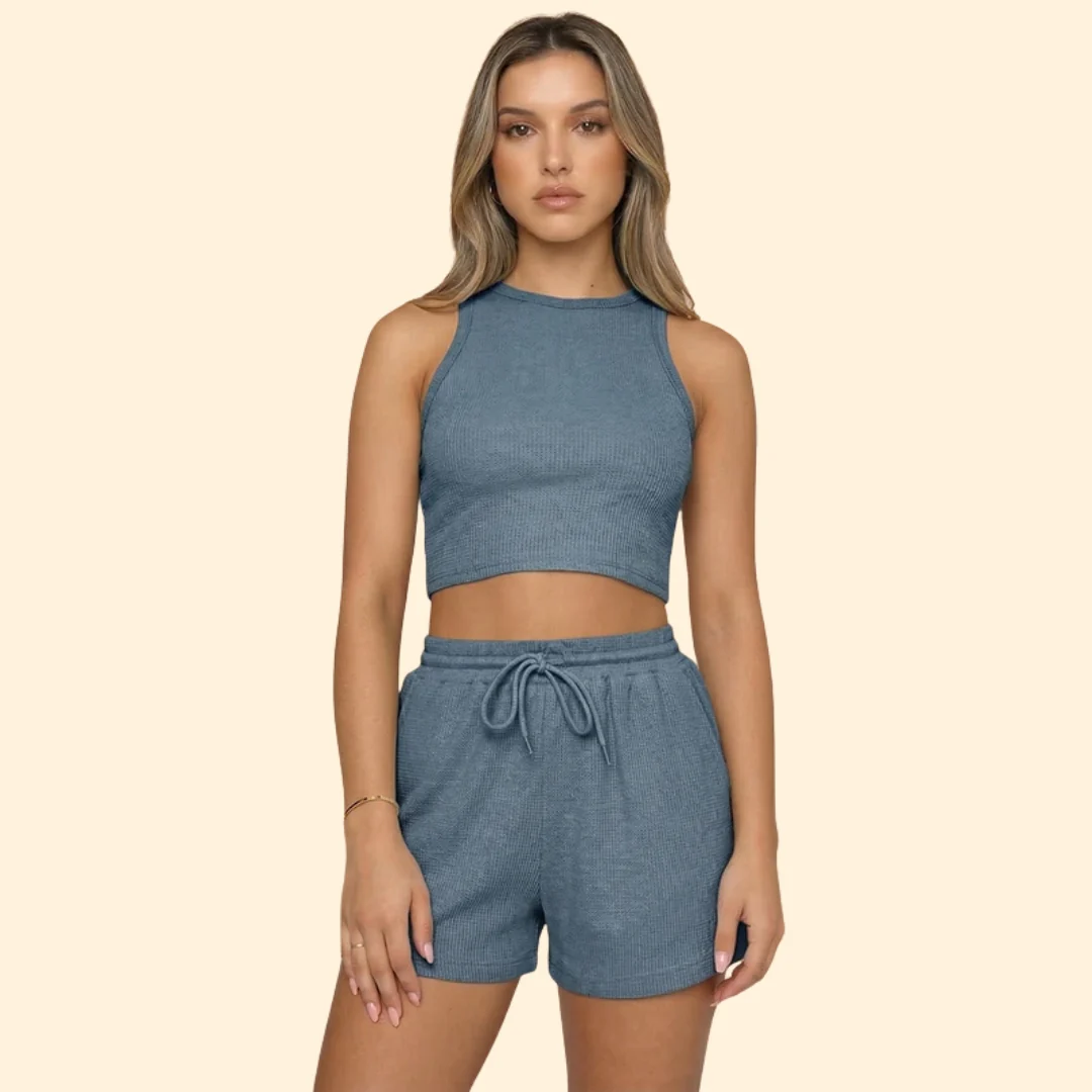 Women’s Sleeveless Top with High Neck and Elastic Shorts - Image 10