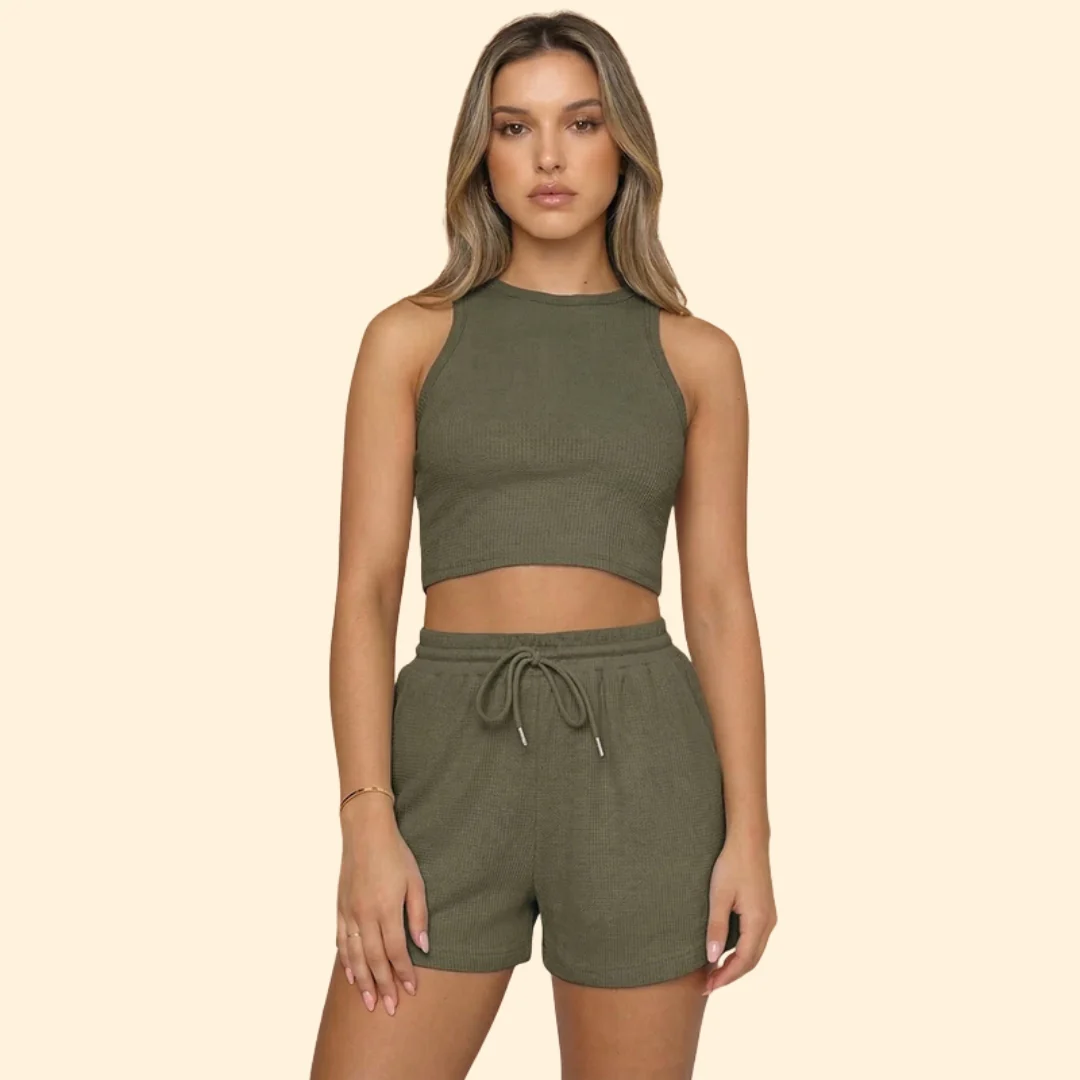 Women’s Sleeveless Top with High Neck and Elastic Shorts - Image 11