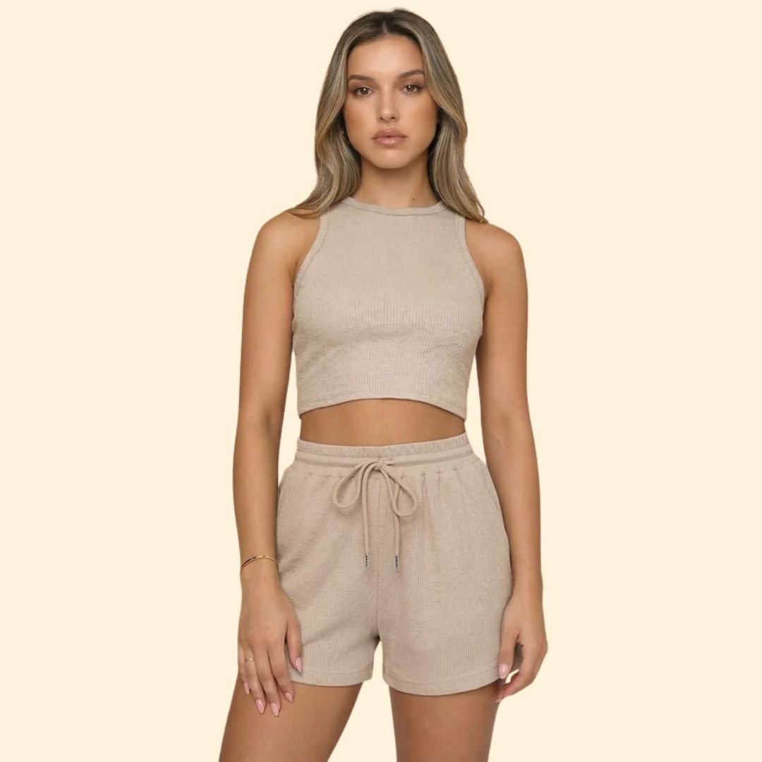 Women’s Sleeveless Top with High Neck and Elastic Shorts - Image 12