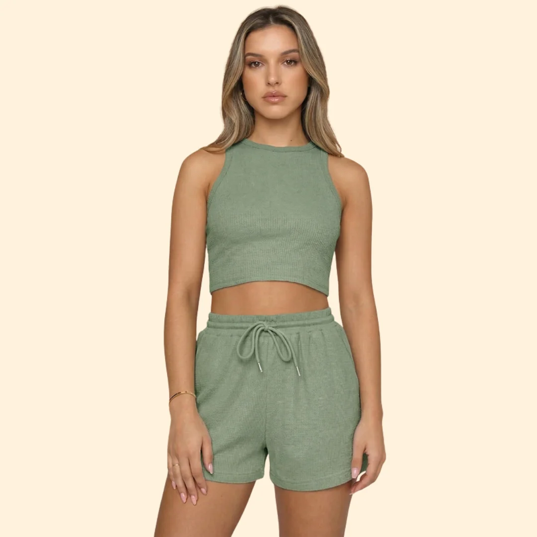Women’s Sleeveless Top with High Neck and Elastic Shorts - Image 14
