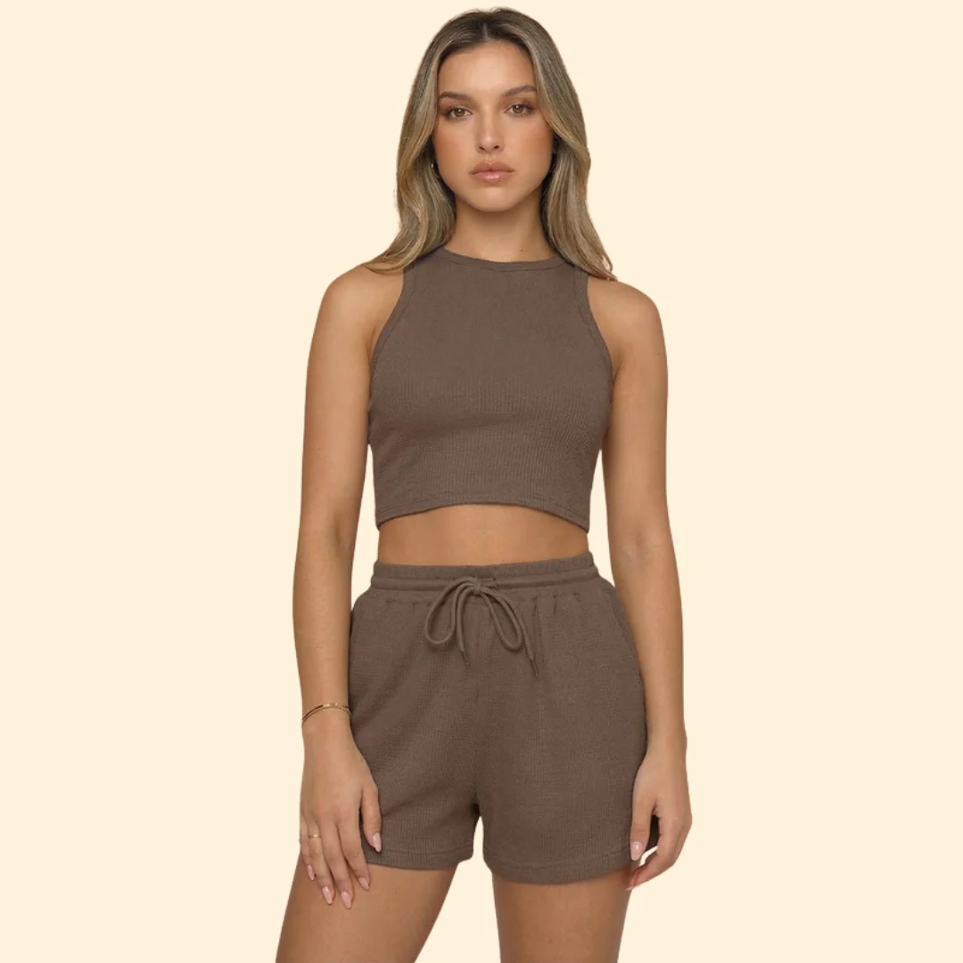 Women’s Sleeveless Top with High Neck and Elastic Shorts - Image 16