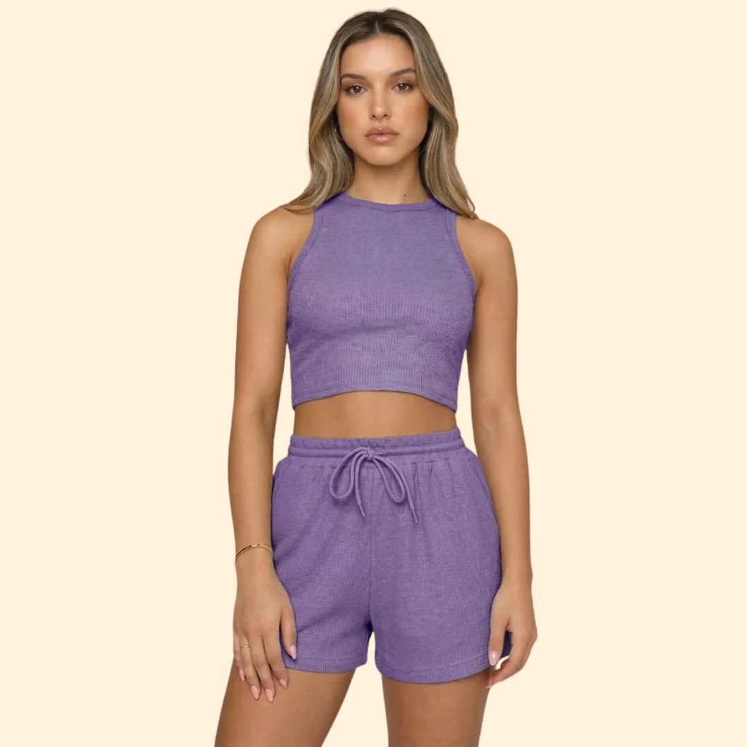 Women’s Sleeveless Top with High Neck and Elastic Shorts - Image 18