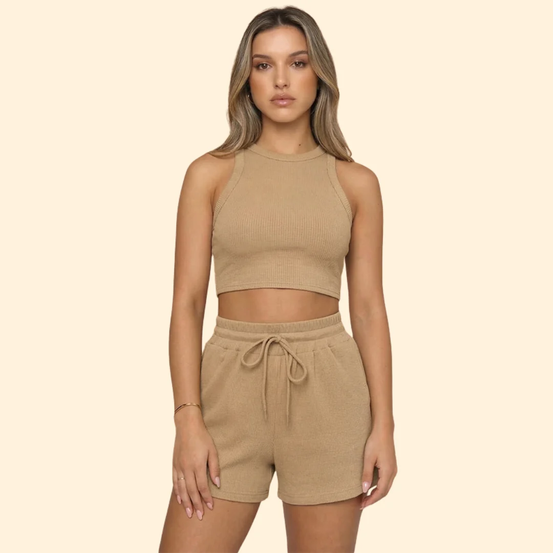 Women’s Sleeveless Top with High Neck and Elastic Shorts - Image 8