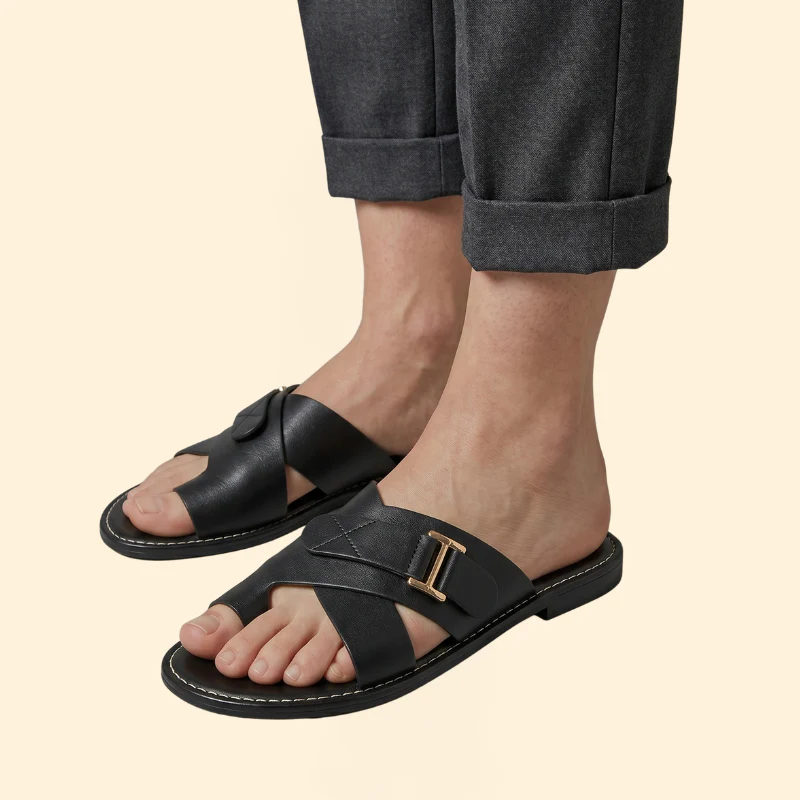 Women’s Slide Sandals with Cross Over Straps - Image 4
