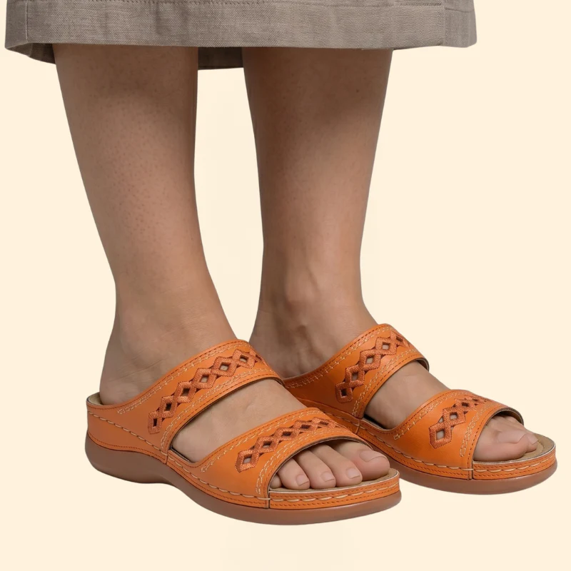Women’s Slide Sandals with Embroidered Straps - Image 4