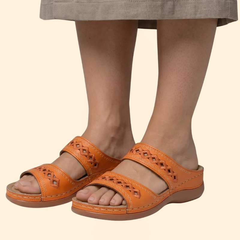 Women’s Slide Sandals with Embroidered Straps - Image 5