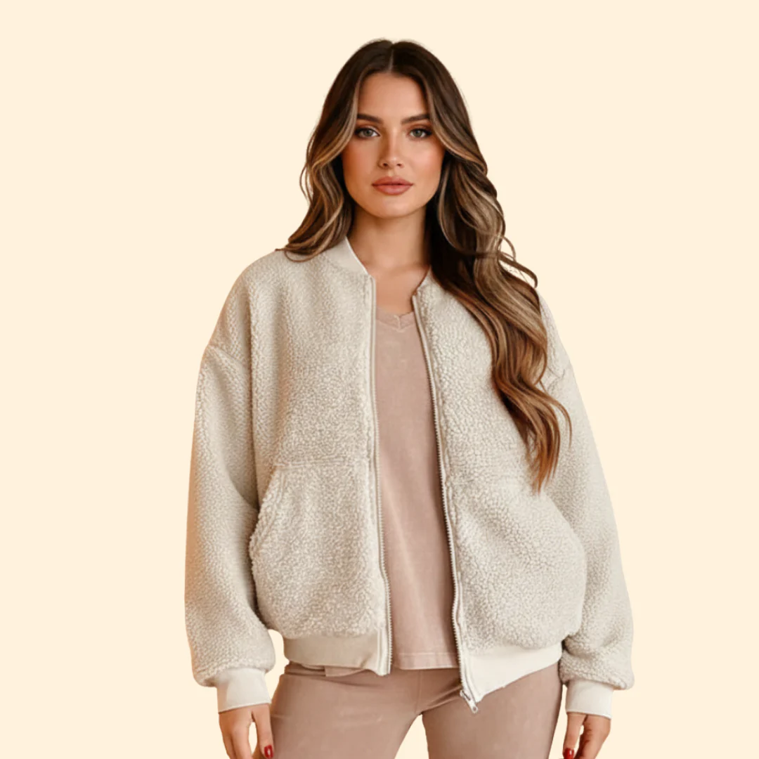 Women’s Solid Bomber Jacket with Front Zip Closure - Image 2